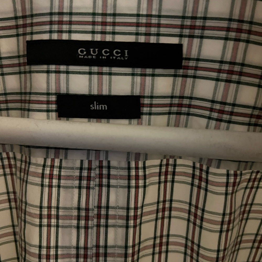 Gucci Checkered Slim Shirt in Red and Green